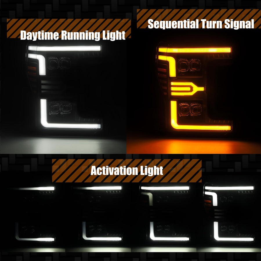 Projector Headlights AlphaRex for 17-19 MKII Super Duty NOVA-Series LED Black