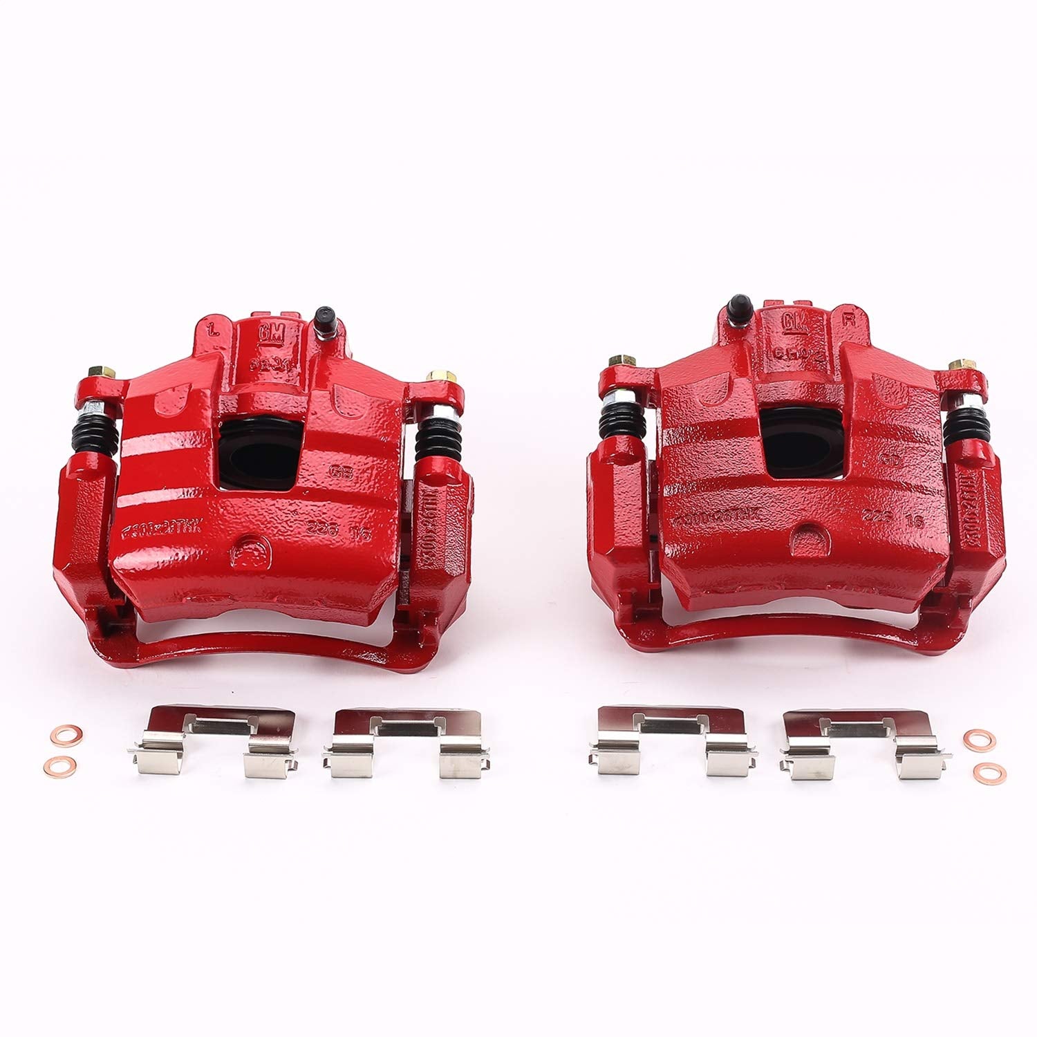 Power Stop S5546 Front Pair of High-Temp Red Powder Coated Calipers For Buick LaCrosse, Buick Regal Sportback, Buick Regal TourX, Chevy Equinox, Chevy Malibu, Chevy Trax, GMC Terrain [Model Specific]