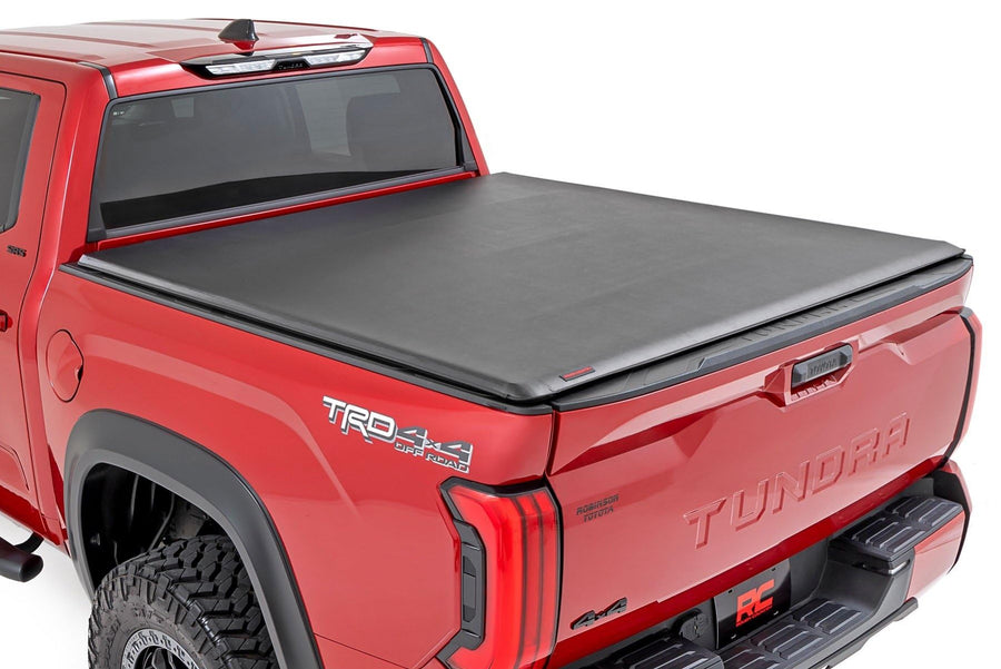 Soft Roll-Up Truck Bed Cover Rough Country for Toyota Tundra (2022-2025) - Fits 5'7 Bed, Weather-Resistant Tonneau Bed Cover