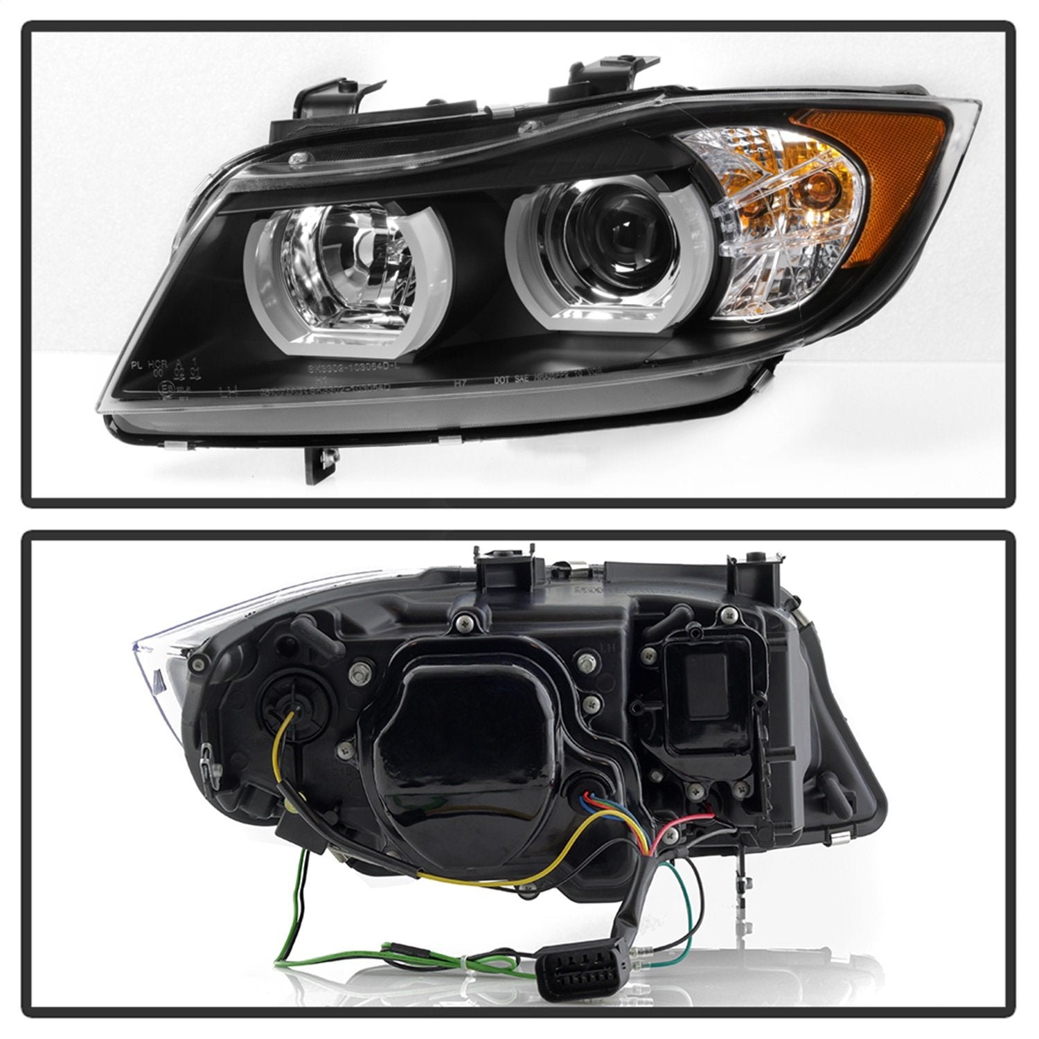 BMW E90 3-Series 06-08 4DR Spyder 5083432 Projector Headlights - Halogen Model Only (Not Compatible with Xenon/HID Model) - LBDRL - Black