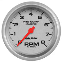 Tachometer, AutoMeter Gauge, 3 3/8", 8K RPM, Marine Silver (200779-33)