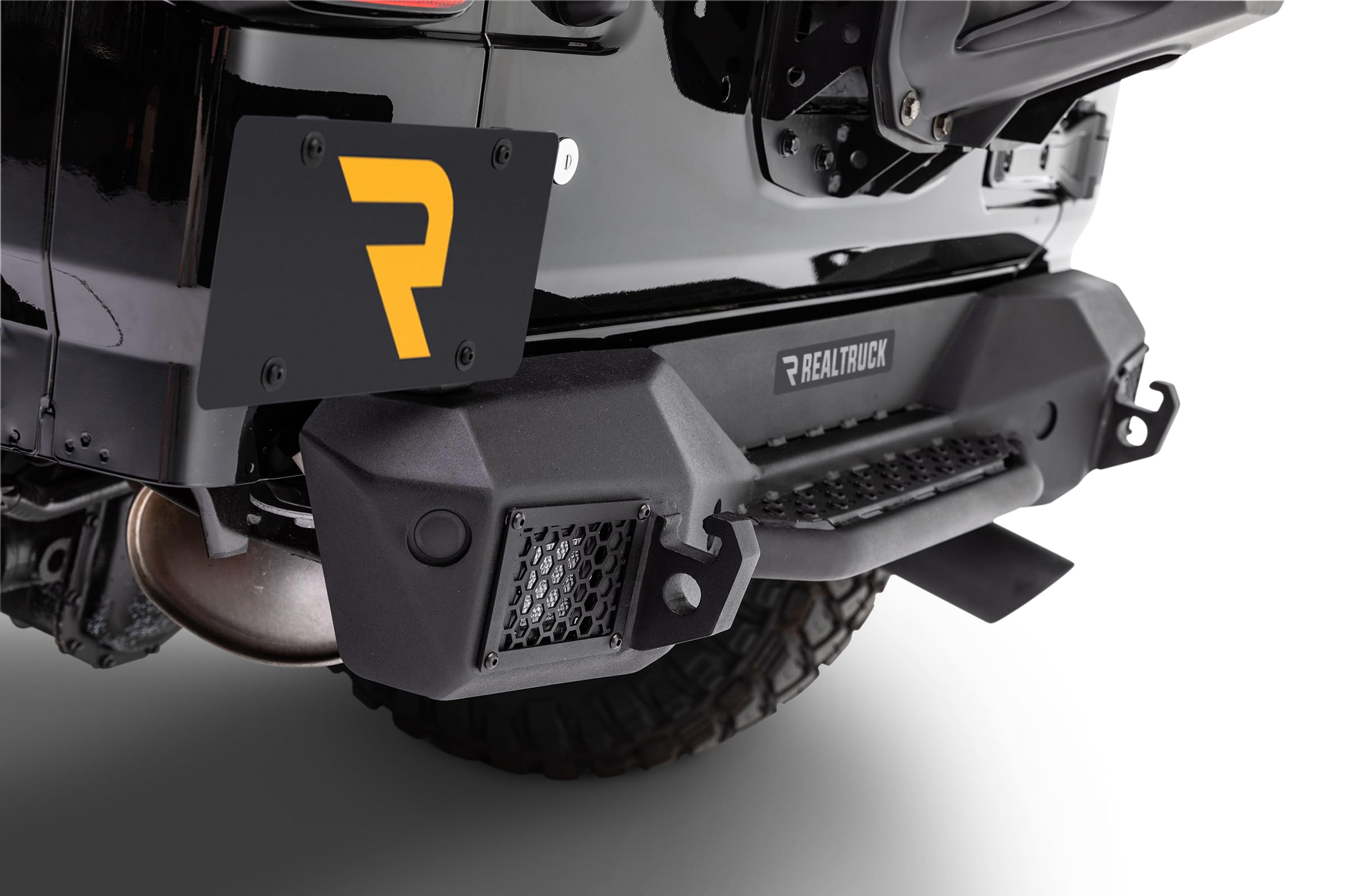 Rockline Go Rhino Stubby Rear Bumper | Galvanized Steel, Textured Black | 371100T | Fits 2018 - 2024 Jeep Wrangler JL & Wrangler JLU, 2-Door or 4-Door