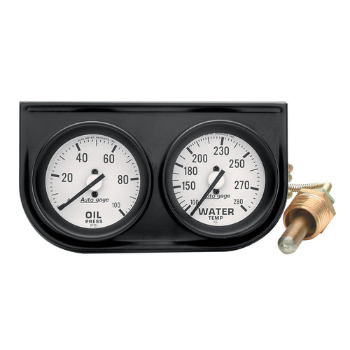 Auto Meter 2326 Black Auto Gage 2" Mechanical Two-Gauge Console, 2.3125 in.