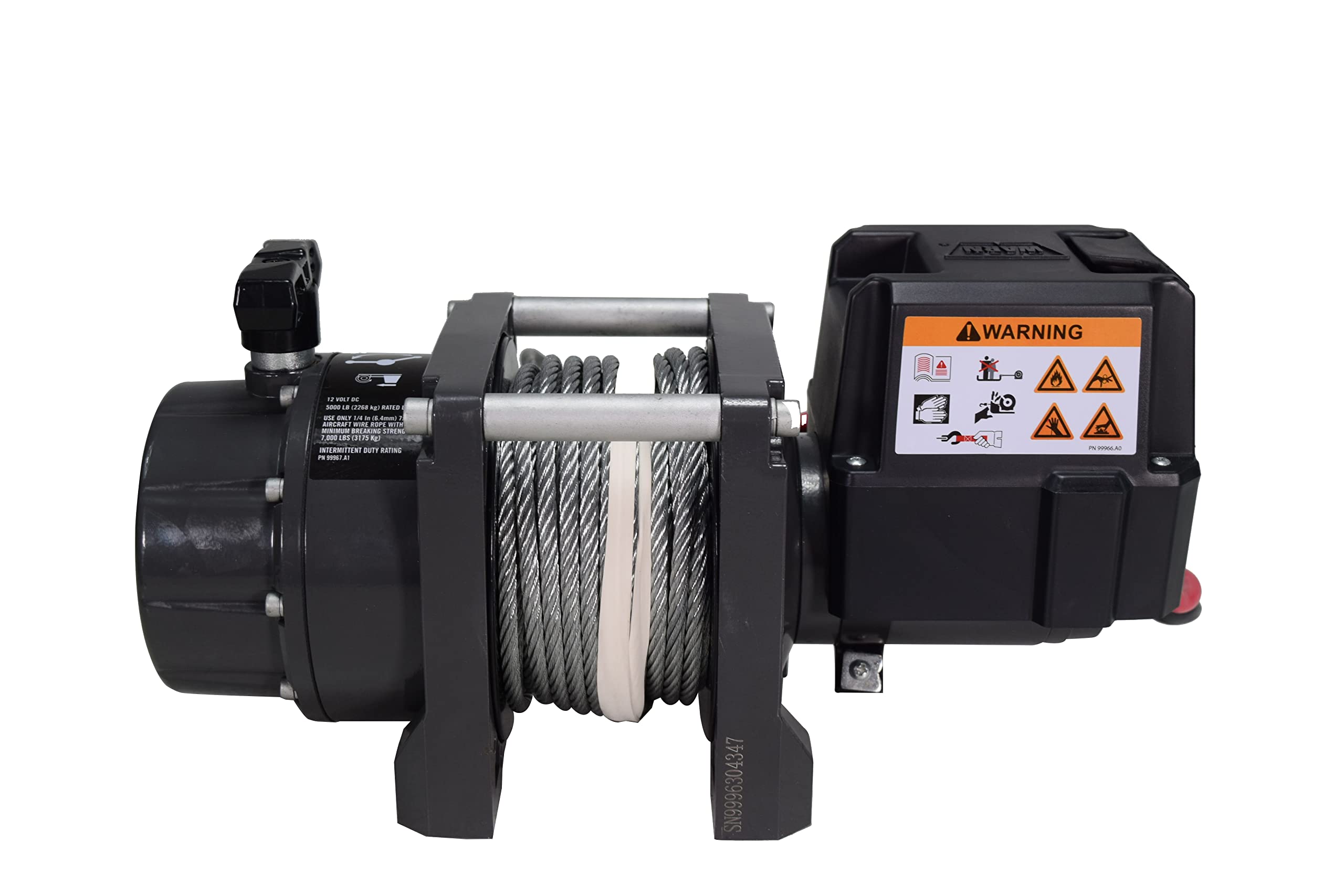 5000 WARN DC Series, 5000 lb Pulling Capacity | Heavy-Duty 12V DC Motor with Steel Cable, Hook & Remote Control | Powerful Utility Winch for Trailers, Workshops, Job Sites & Industrial Pulling