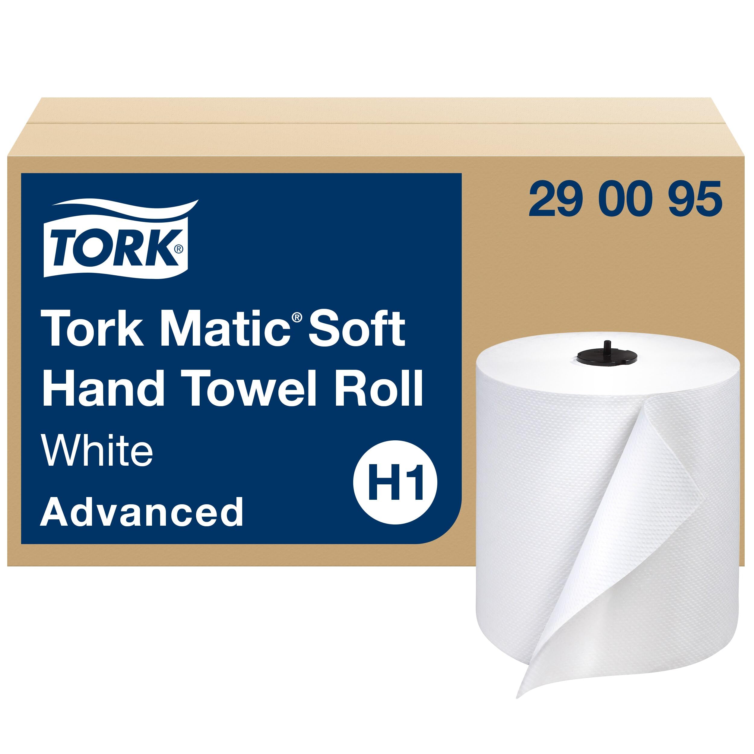 Matic Tork Soft Hand Towel Roll White H1, Advanced, High Absorbency, 6 Rolls x 900 ft, 290095