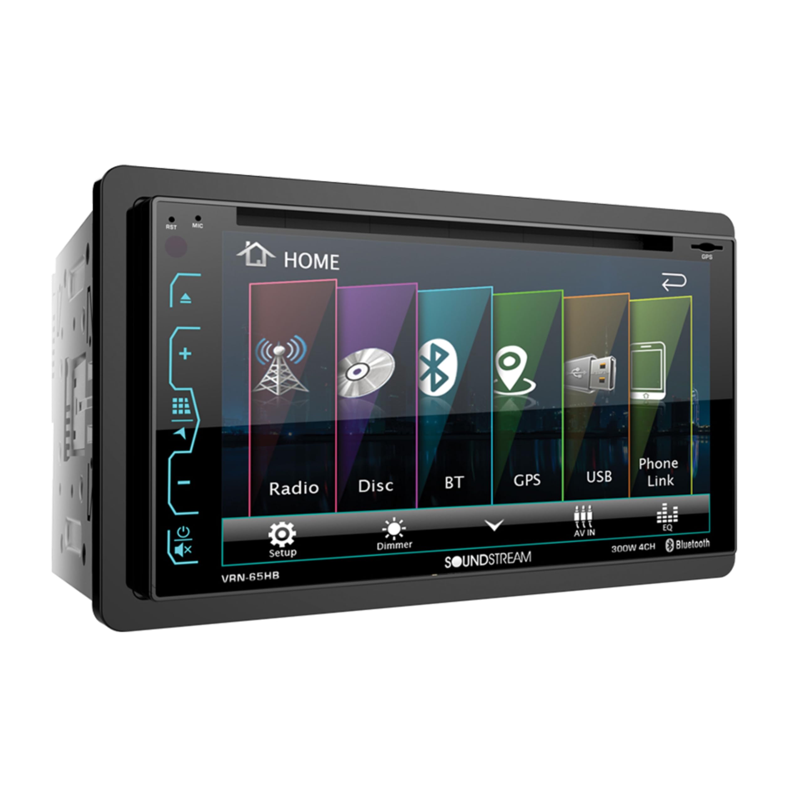 Soundstream 2-DIN VRN-65HB GPS/DVD/CD/MP3/AM/FM Receiver with 6.2" LCD/Bluetooth/MobileLink X2, Black
