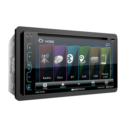 Soundstream 2-DIN VRN-65HB GPS/DVD/CD/MP3/AM/FM Receiver with 6.2" LCD/Bluetooth/MobileLink X2, Black