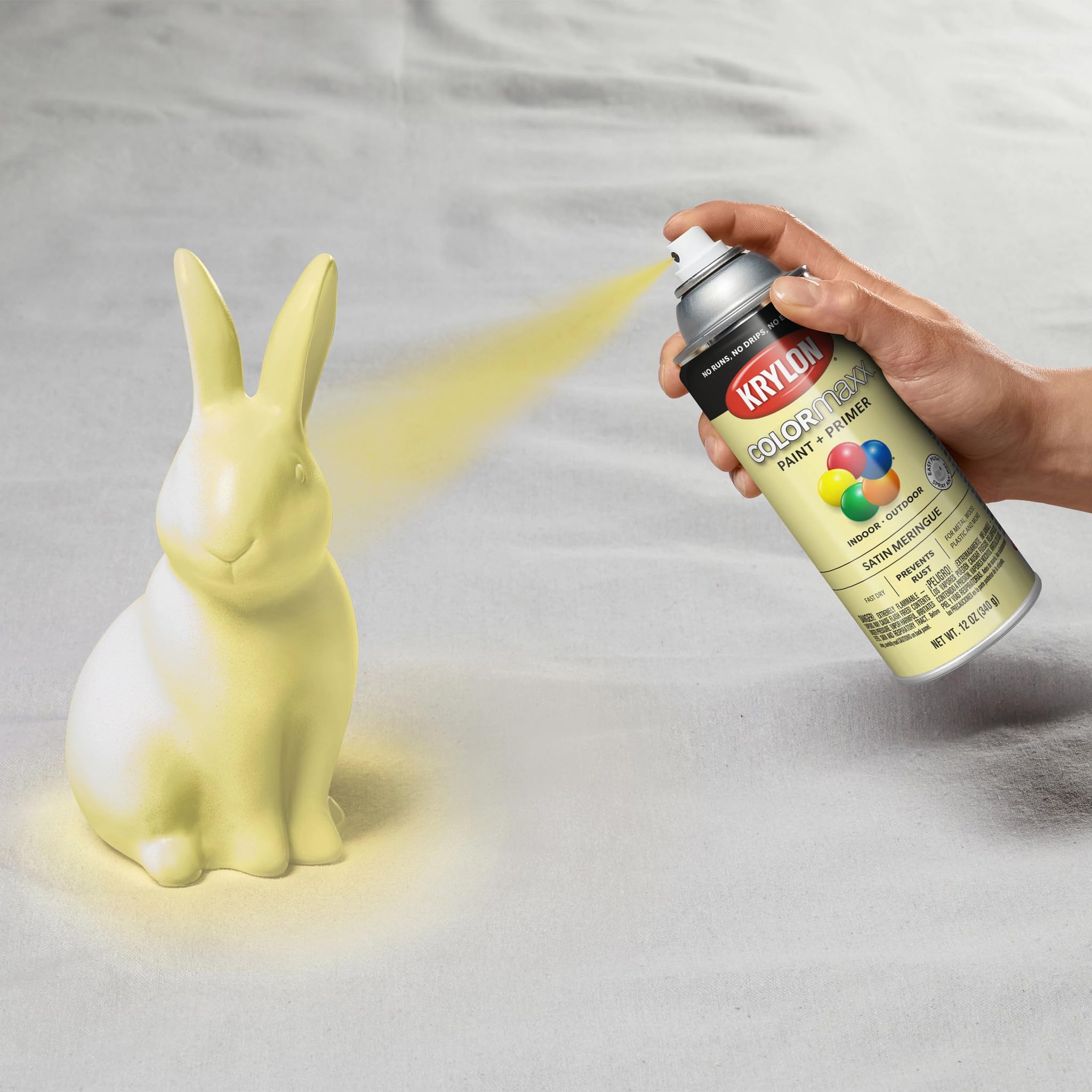 Krylon K05570007 Spray Paint and Primer COLORmaxx for Indoor/Outdoor Use, Satin Meringue Yellow, 12 Ounce (Pack of 1)