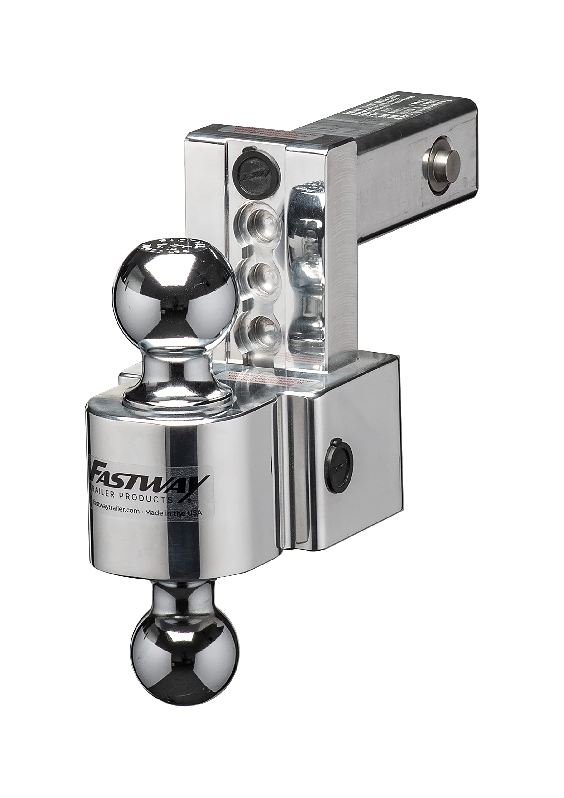 Fastway Flash Secure Adjustable Dual Locking Aluminum Ball Mount with 4 Inch Drop, 2 Inch Shank, Built-in Locks, and Chrome Plated Balls 44-00-4400