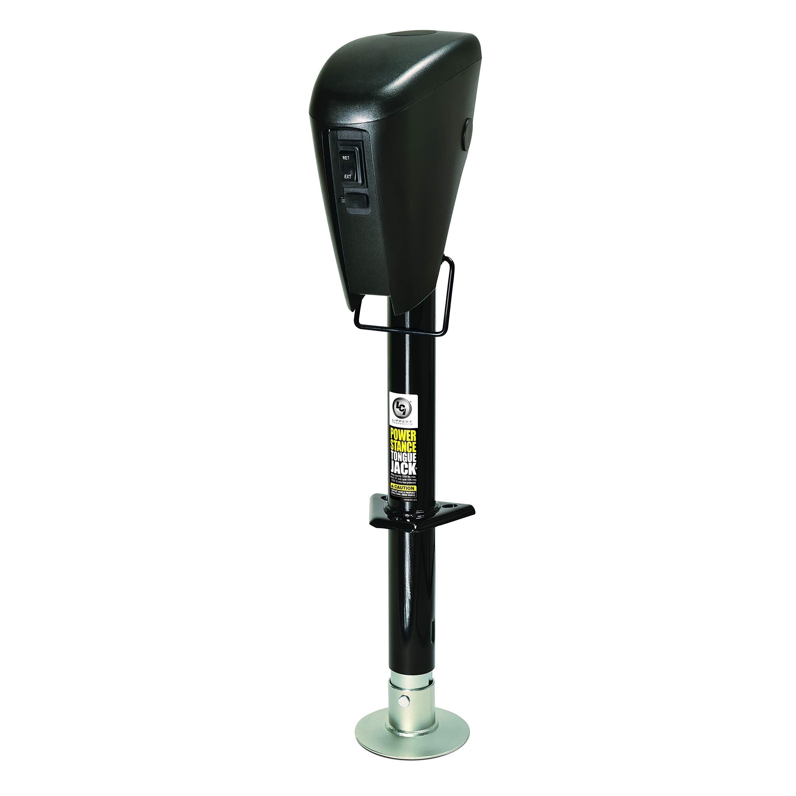 Power Stance Tongue Jack - Lippert Components with Optional 2-Way to 7-Way powering System for RVs