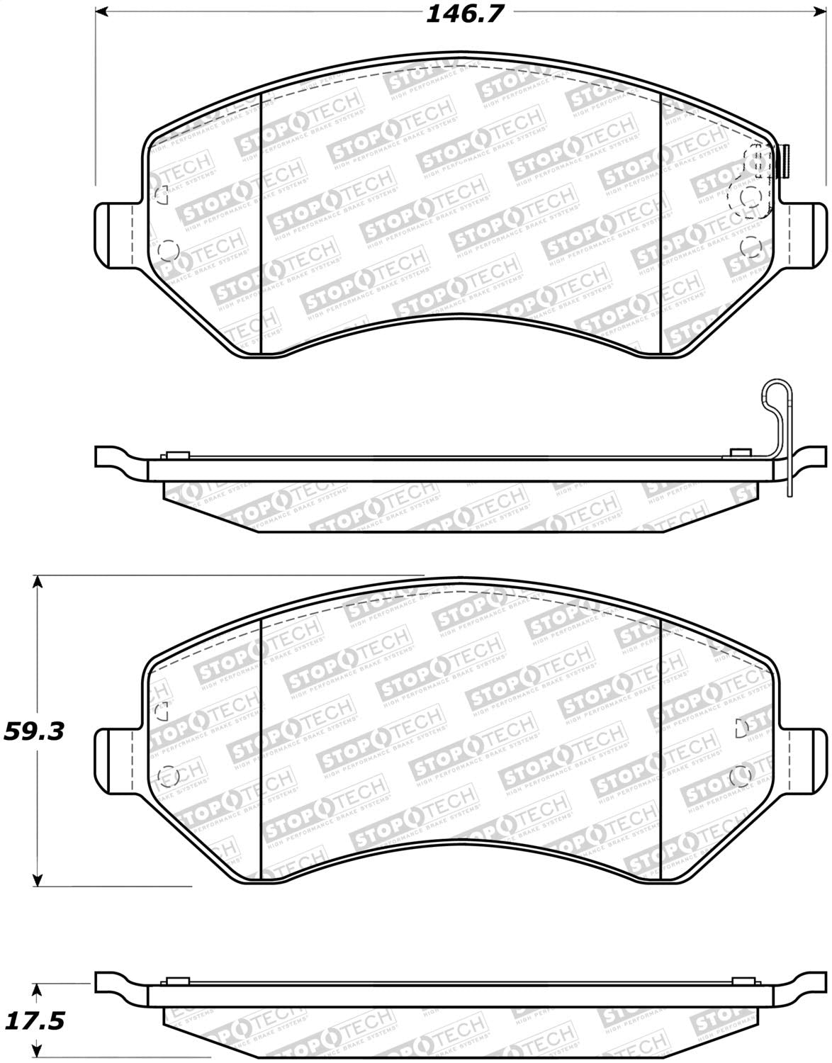 Front StopTech 308.08560 Brake Pads with Shims and Hardware Street