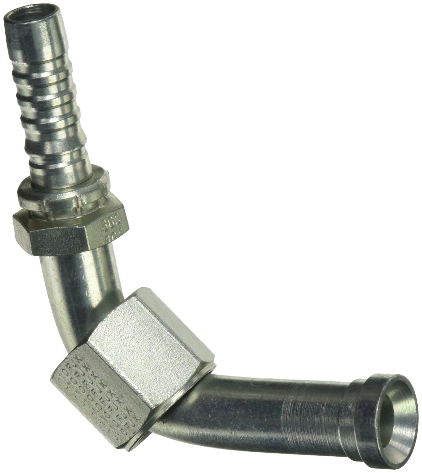 GlobalSpiral Couplings Gates 8GS-10FJX90L, Female JIC 37° Flare Swivel, Zinc Plated Carbon Steel, 3.74", 90° Bent Tube, 1/2" ID