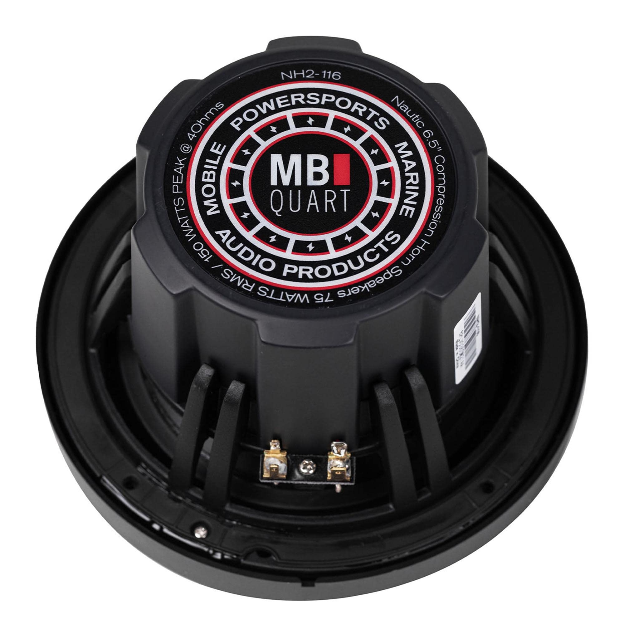 Nautic MB Quart NH2-116 6.5 Inch Marine Compression Horn Speakers. Black, Silver and White Grills Included
