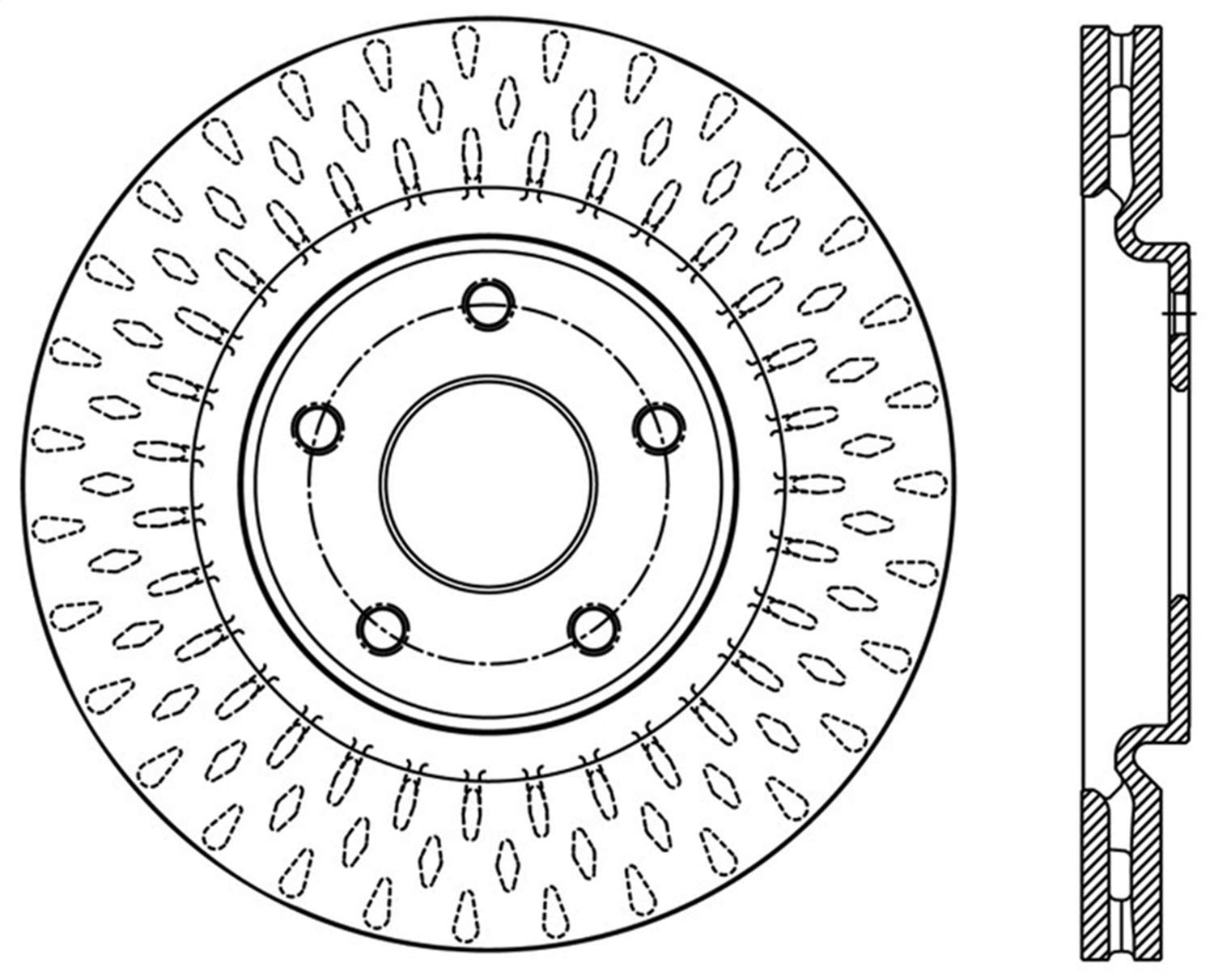 Sport StopTech Cross Drilled Brake Rotor; Front Left 128.67074L