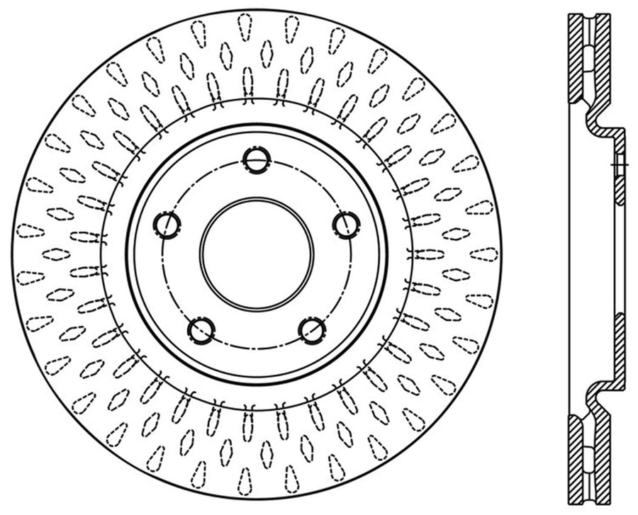 Sport StopTech Cross Drilled Brake Rotor; Front Left 128.67074L
