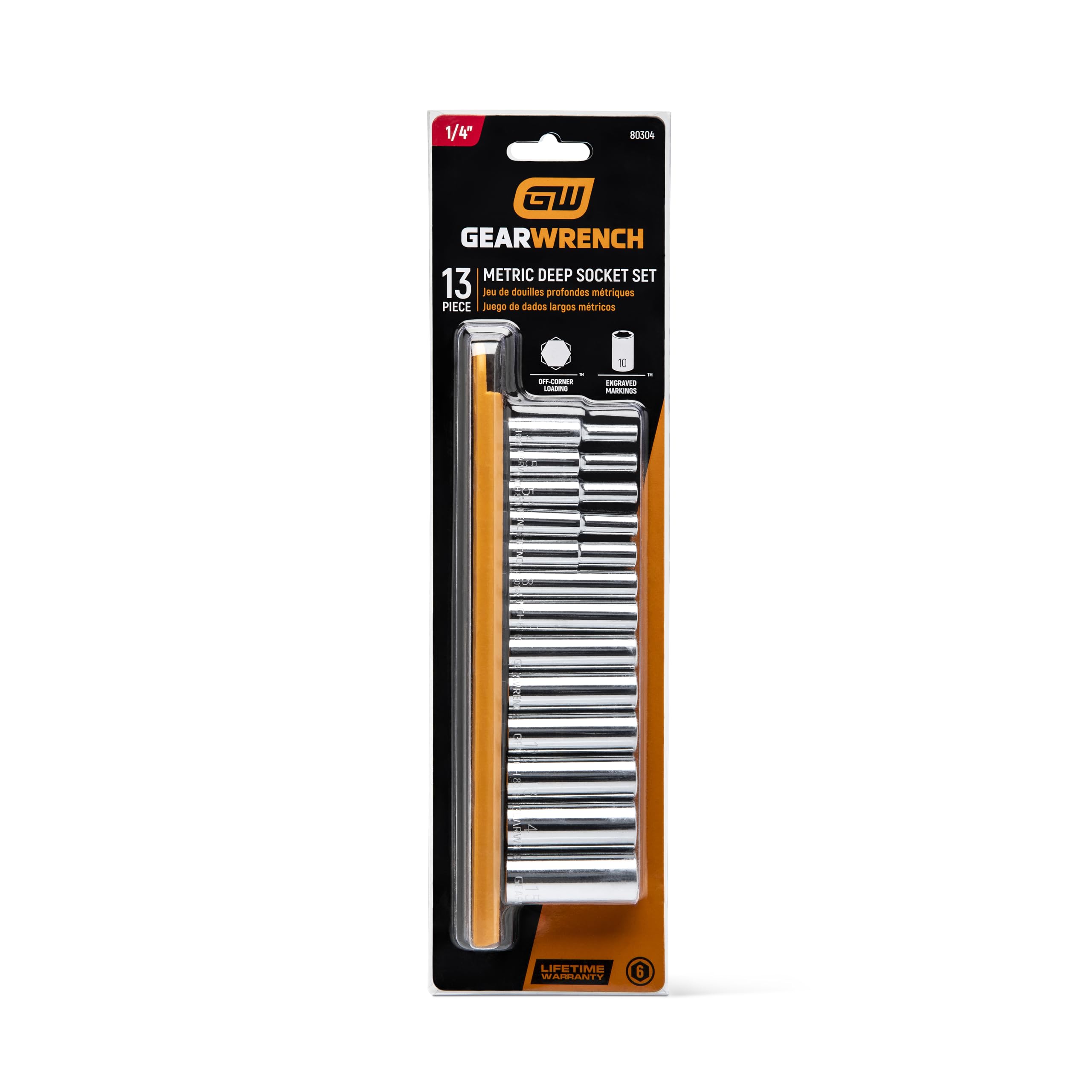 13 Pc. GEARWRENCH 1/4" Drive 6 Pt. Deep Metric Socket Set - 80304