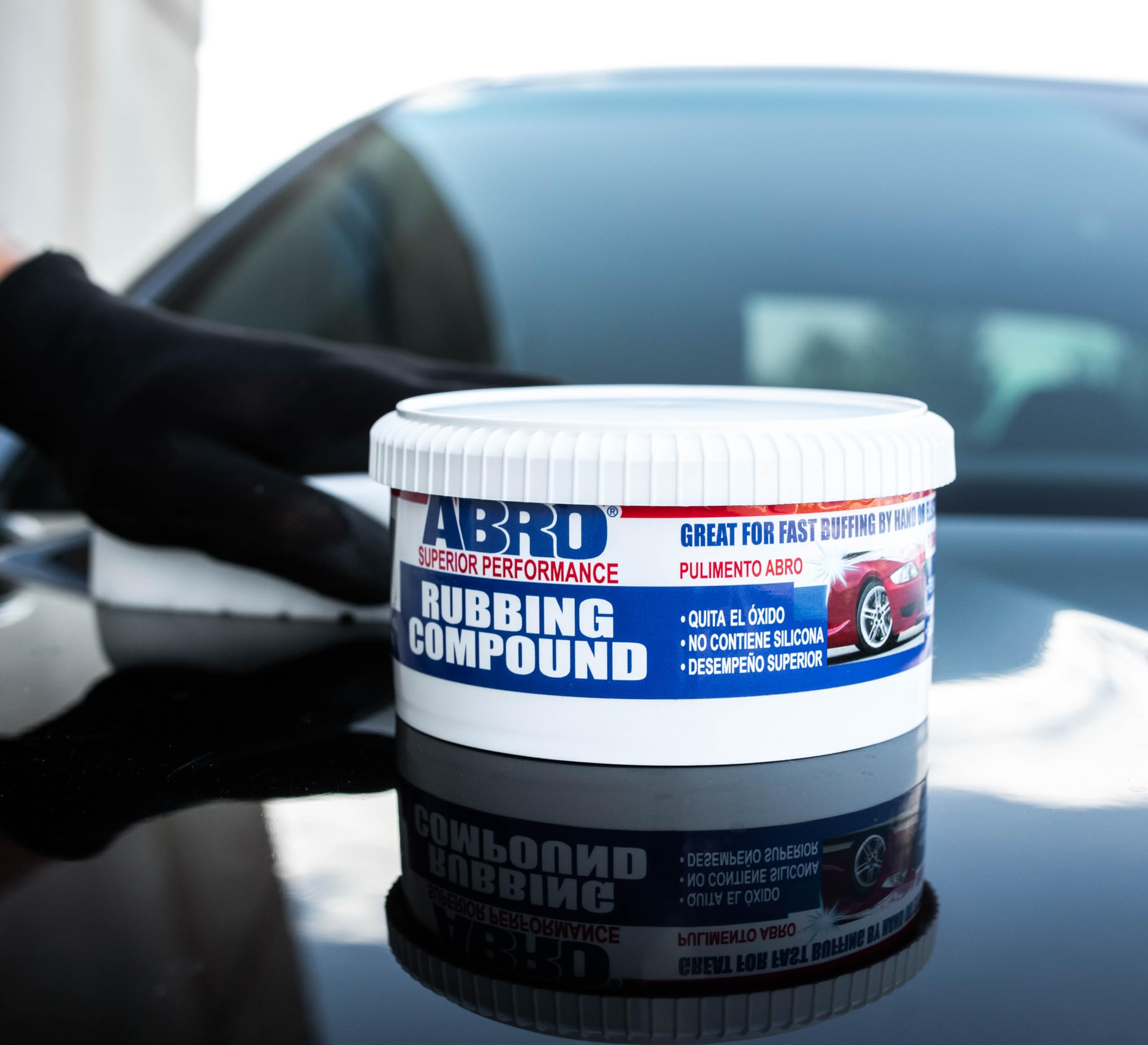ABRO Automotive Superior Performance Rubbing Compound for Oxidized Finishes, Buff, Shine, Smooth, & Clean, Scratch Remover for Vehicles, Boats, & Bikes - 10 oz.