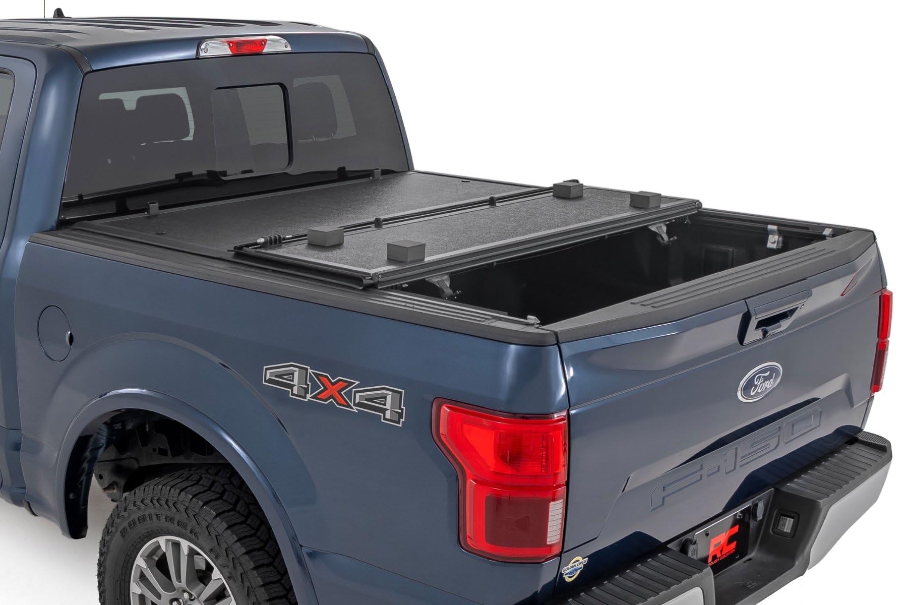 Hard Tri-Fold Tonneau Cover Rough Country for Ford F-150 (2015-2020) - Low-Profile Aluminum Truck Bed Cover, Fits 5'7 Bed (67.1")