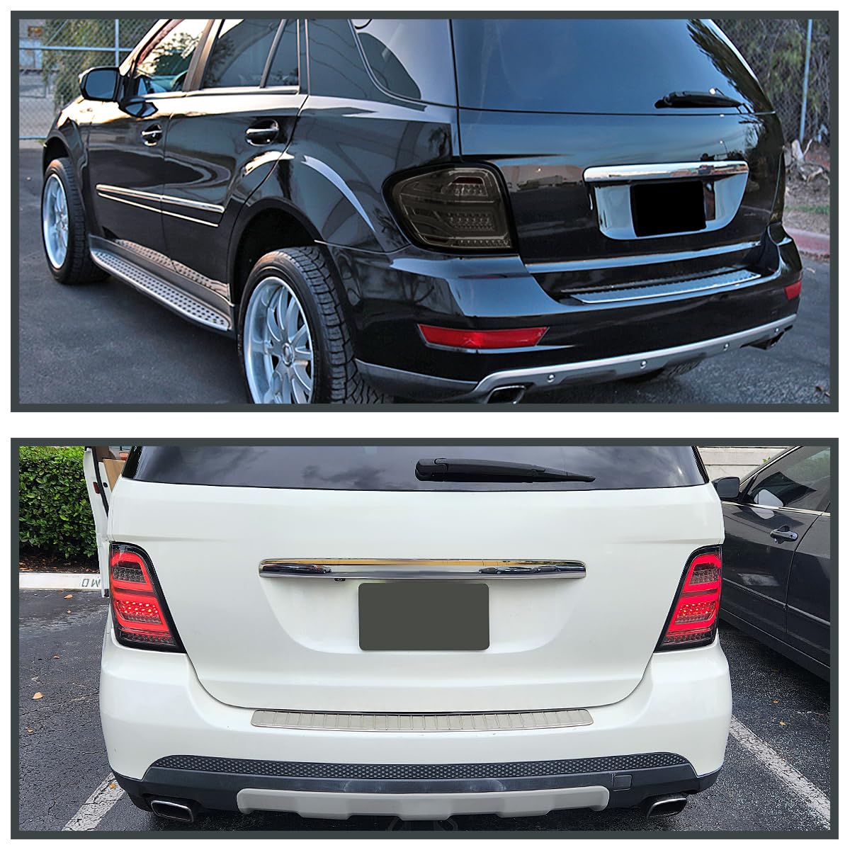 Smoke LED Bar Tail Lights SPEC-D TUNING Compatible with 2006-2011 Mercedes-Benz W164 ML-Class, Left + Right Pair Assembly