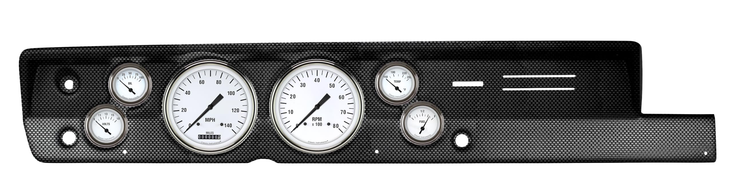 Classic Instruments 6 Gauge Set Direct Fit White Hot Compatible with 1967-1969 Barracuda