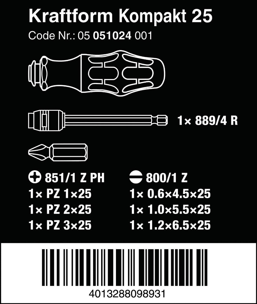 Wera Replacement KK25 Type Dirver Bit Set