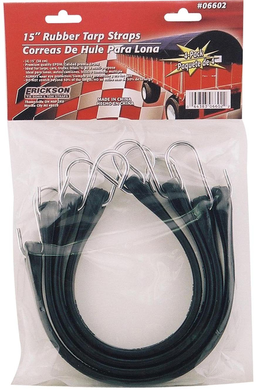 Industrial Epdm Rubber Tarp Straps (6602) - Erickson Manufacturing, 4 Count (Pack of 1)