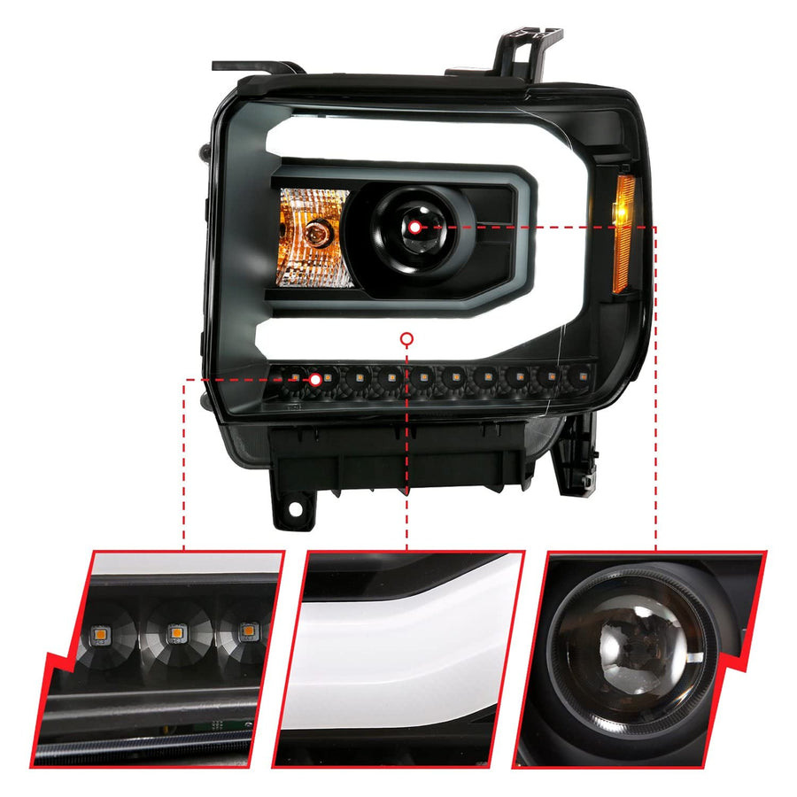 Projector Headlamps ANZO USA Fits GMC Sierra 1500 111487