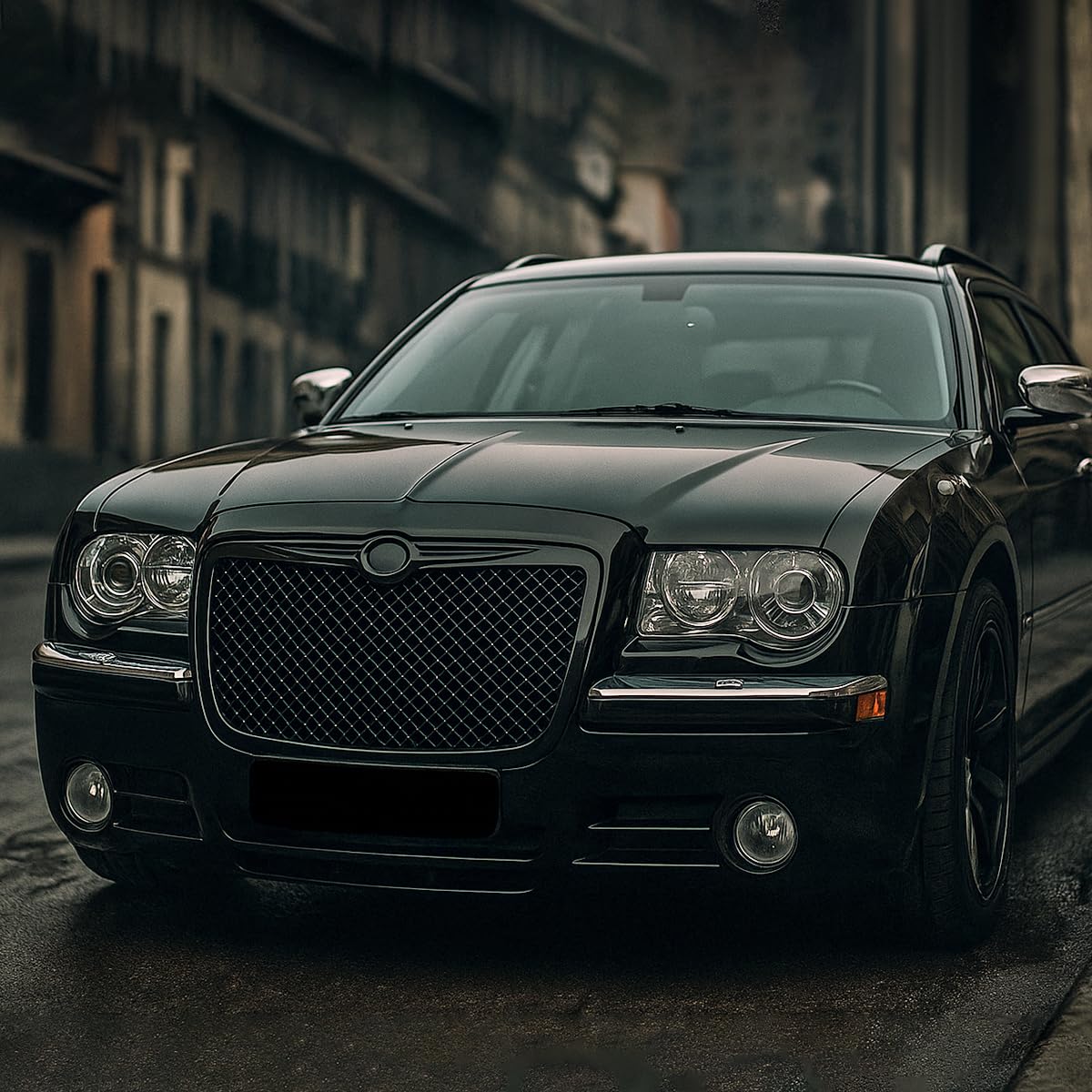 Black Mesh Honeycomb Style Spec-D Tuning Front Hood Grille Compatible with 2005-2010 Chrysler 300/300C