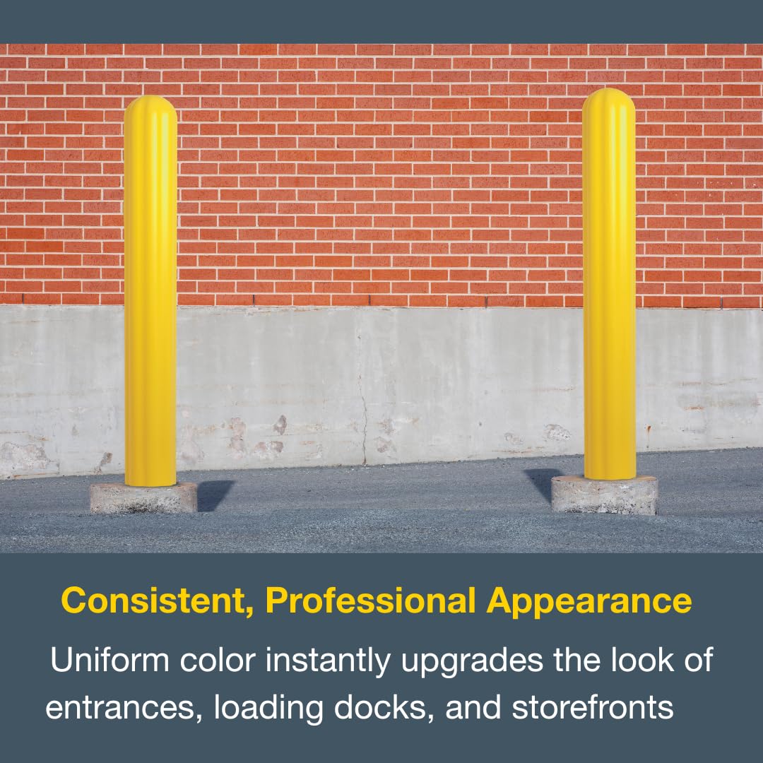Bollard Covers Eagle for 6 Inch Poles - 56" Tall, Durable Fluted HDPE Plastic - Trimmable Yellow Bollard Post Sleeve for Parking Lots, Warehouses, and Loading Docks, 1730