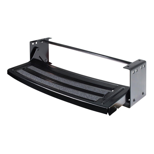 Radius Lippert Components 24" Single Manual RV Step Assembly, 300 lbs. Anti-Slip Steps, Compact One-Hand Expand or Collapse, Black Powder Coat, Travel Trailers, 5th Wheels, Campers - 432678