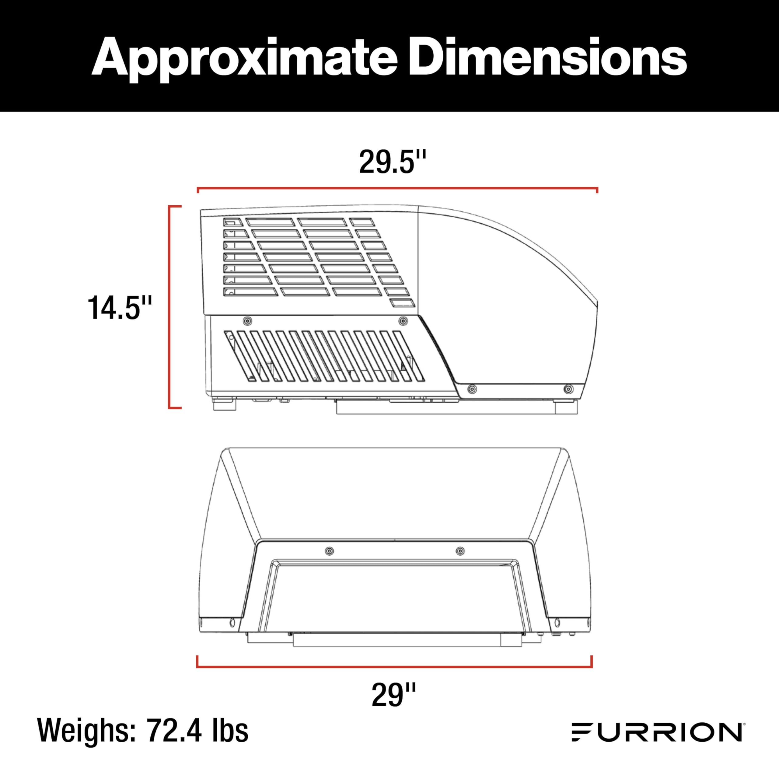 Furrion 18k BTU Chill Cube Variable Speed RV Rooftop Air Conditioner, Black, Non-Ducted, R32 Refrigerant, Quiet High-Efficiency AC with Turbo Cool Mode, Lightweight, AC Unit Only - FACR18VSSA-BL-AM