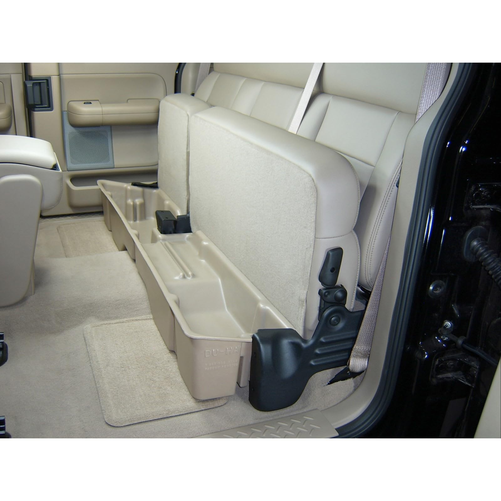 Under Seat Storage DuHa 20004 fits 2004-2008 F150 SuperCab and SuperCrew without a Factory Subwoofer | Black Heavy-Duty Back Seat Organizer | Includes Dividers