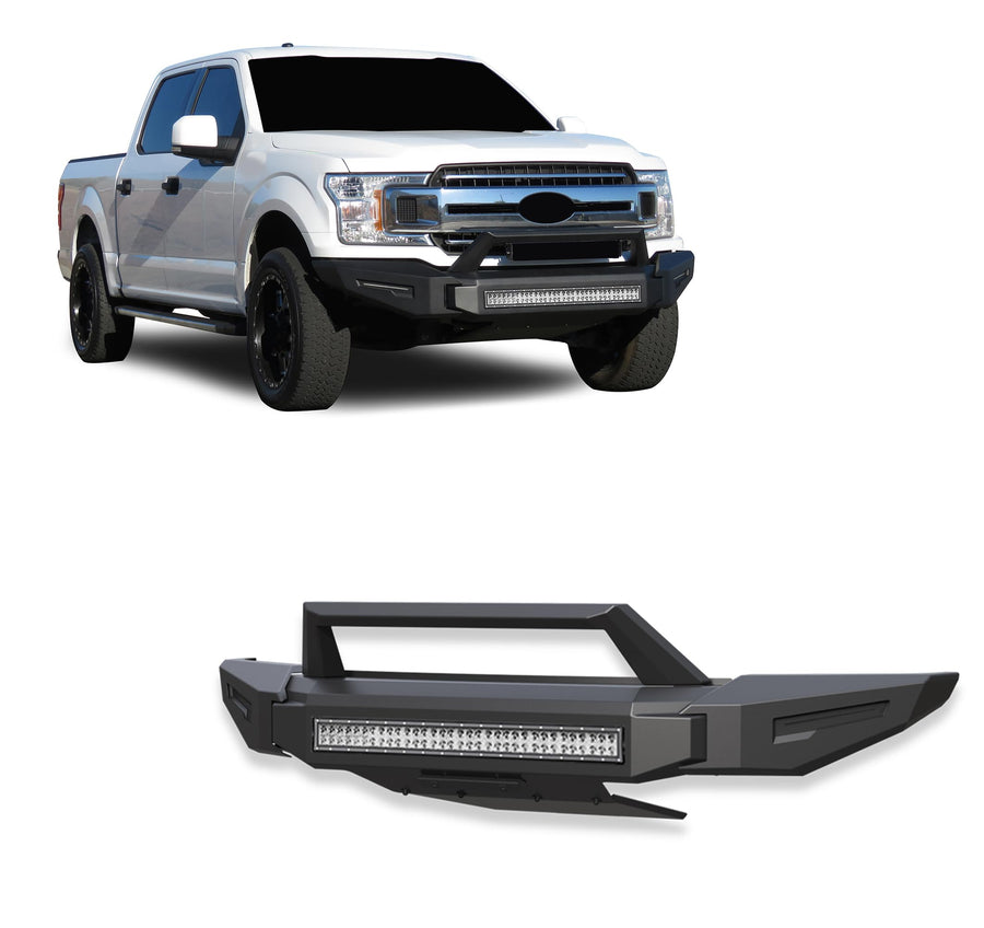 Armour II Black Horse Heavy Duty Front Bumper Kit Matte Black Compatible with 2018-2020 Ford F-150-AFB-F119-K2