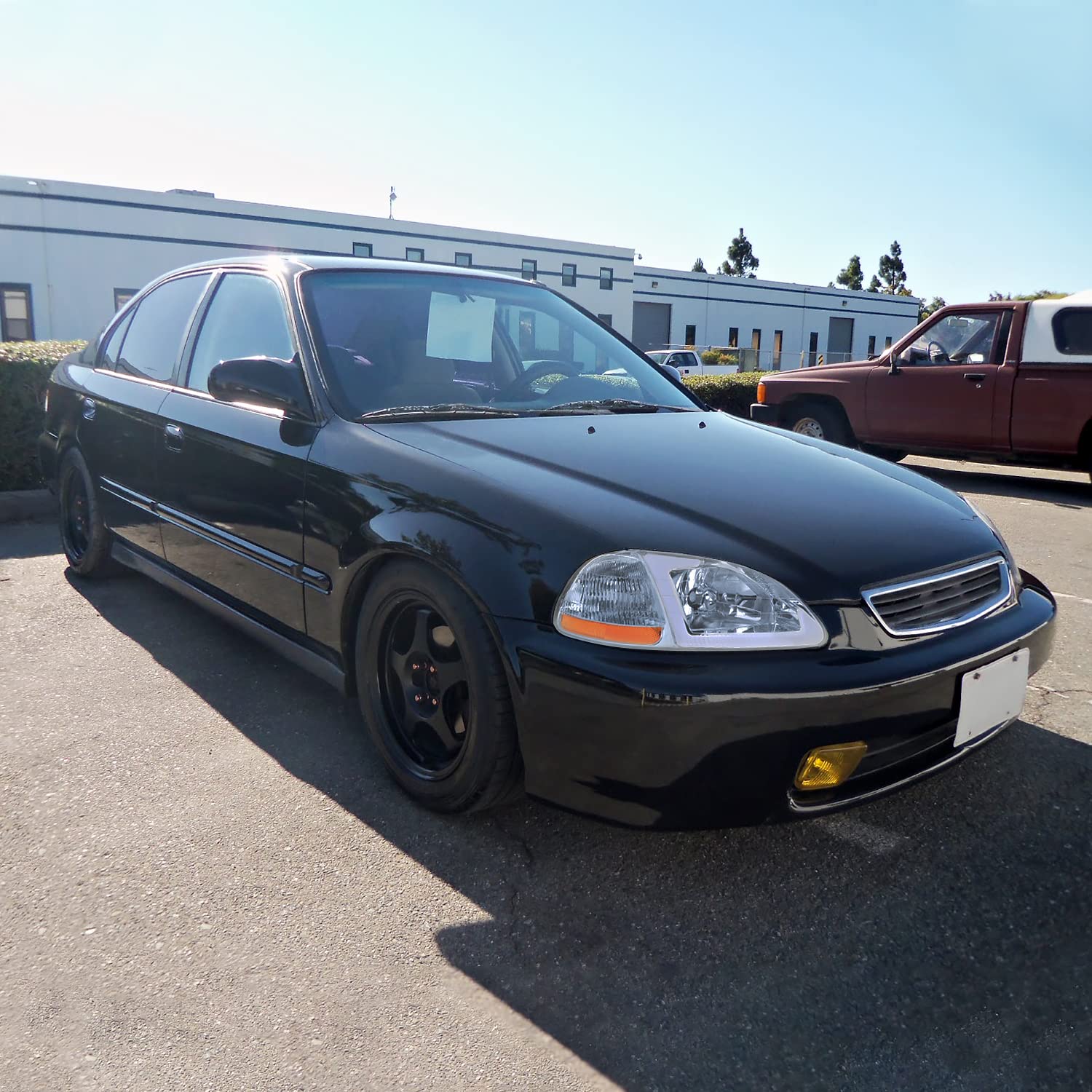 Chrome Headlights w/LED Tube Bar SPEC-D TUNING Compatible with 1996-1998 Honda Civic 2/4Dr