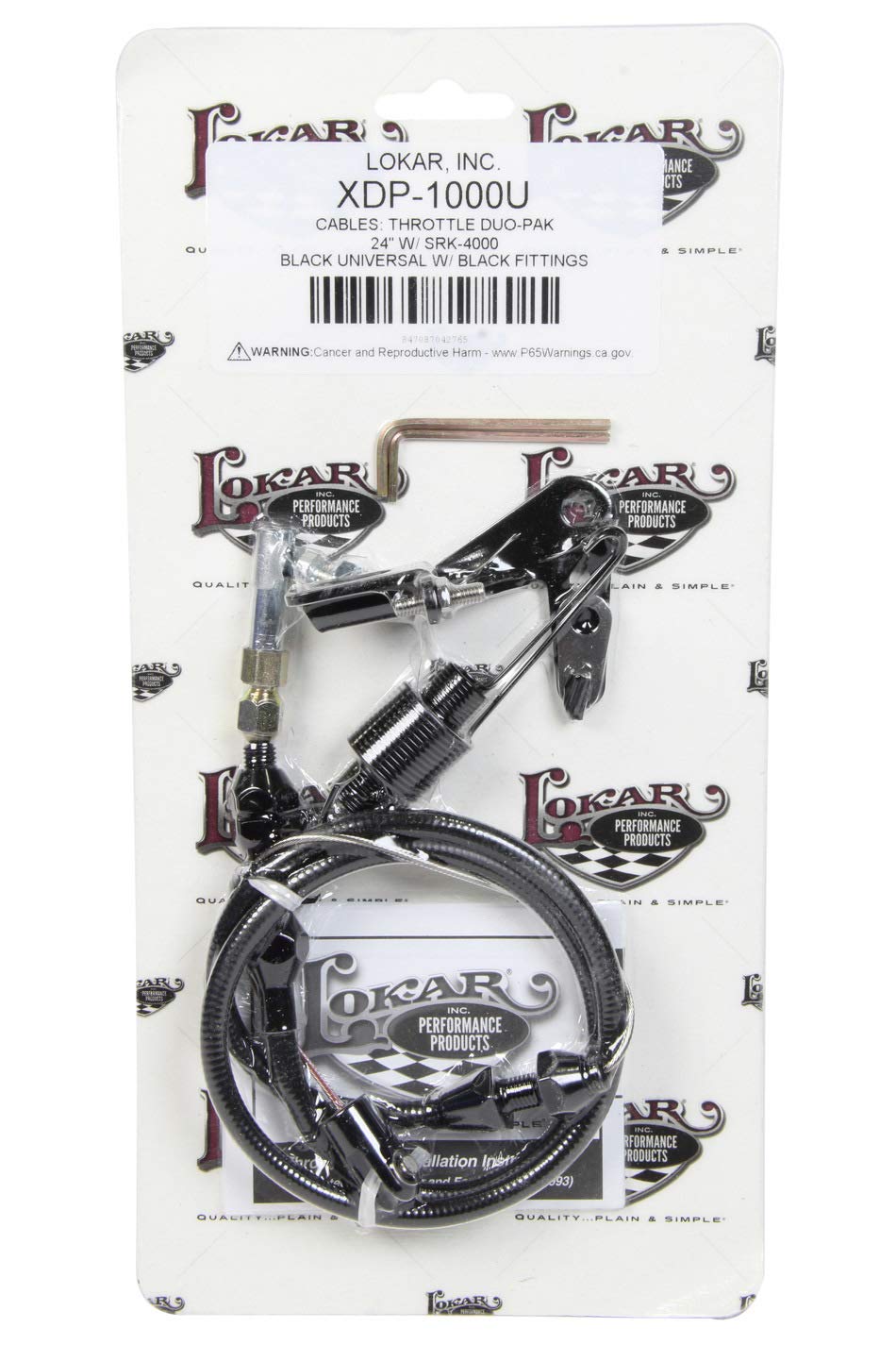 Duo-Pak Universal Throttle Cable W/Srk-4000 And Black Fittings Lokar Performance Products XDP-1000U