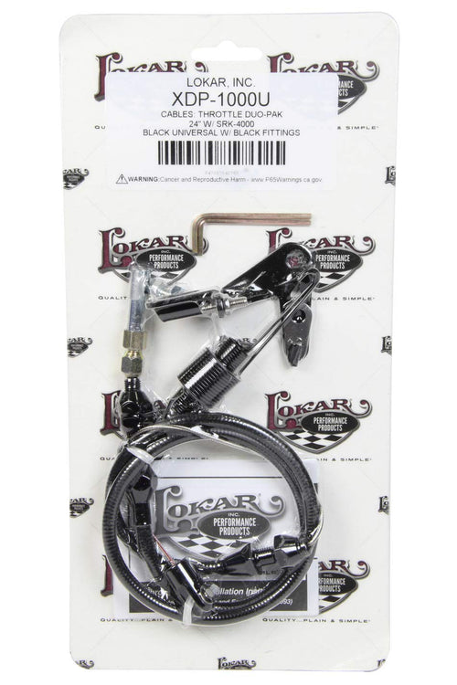 Duo-Pak Universal Throttle Cable W/Srk-4000 And Black Fittings Lokar Performance Products XDP-1000U