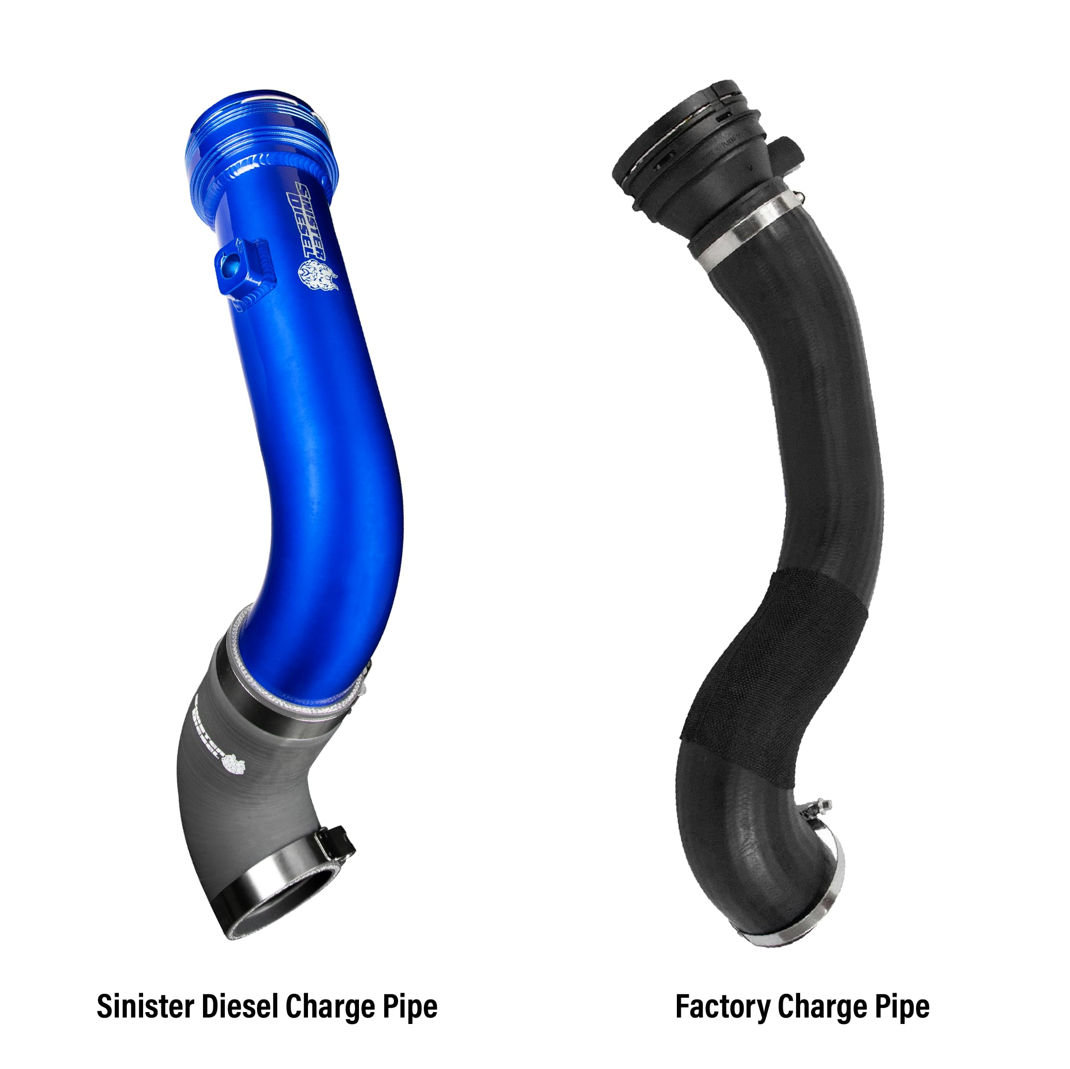 Cold Side Charge Pipe (Gray) Sinister Diesel for 2017–2024 Ford Powerstroke 6.7L | Replaces Factory Plastic Pipe | Heavy-Duty Aluminum Upgrade for Improved Durability