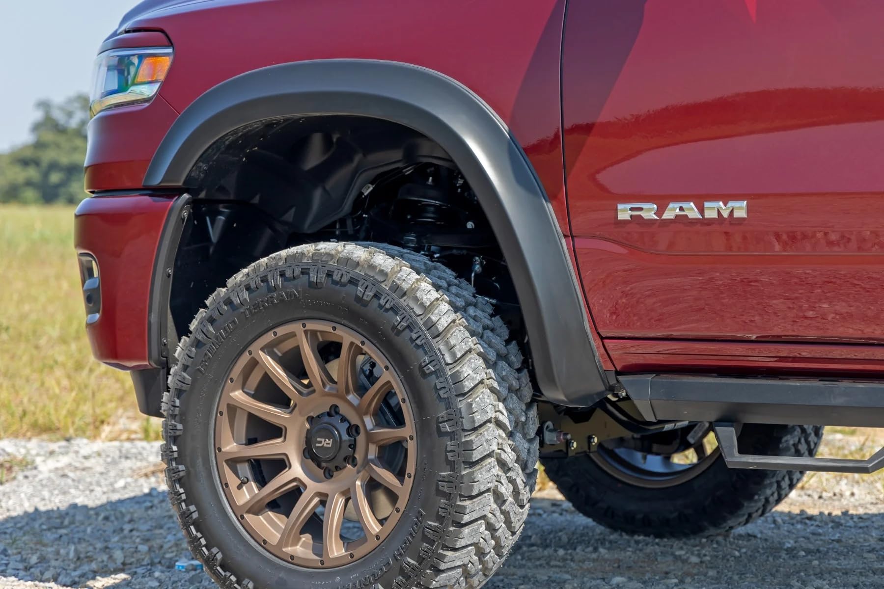 Rough Country Fender Flares Sport Style for Ram 1500 (2025-2026) - Durable ABS Flares, 1" Coverage, No-Drill Install, UV-Protected Flat Black Finish, Set of 4