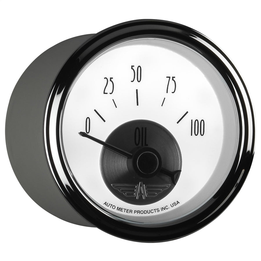 2-1/16" Electric Oil Pressure Gauge Auto Meter 2026 Prestige Pearl (0-100 PSI, 52.4mm)