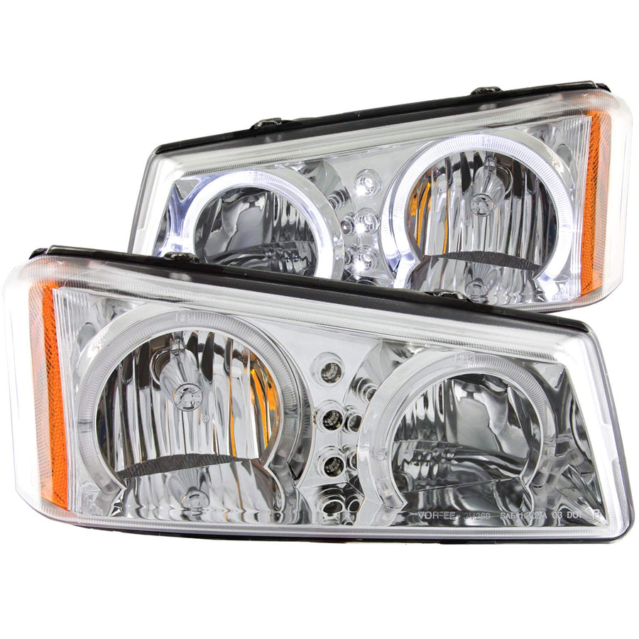 Chrome/Amber AnzoUSA Halogen Headlight for Chevrolet Silverado 111211