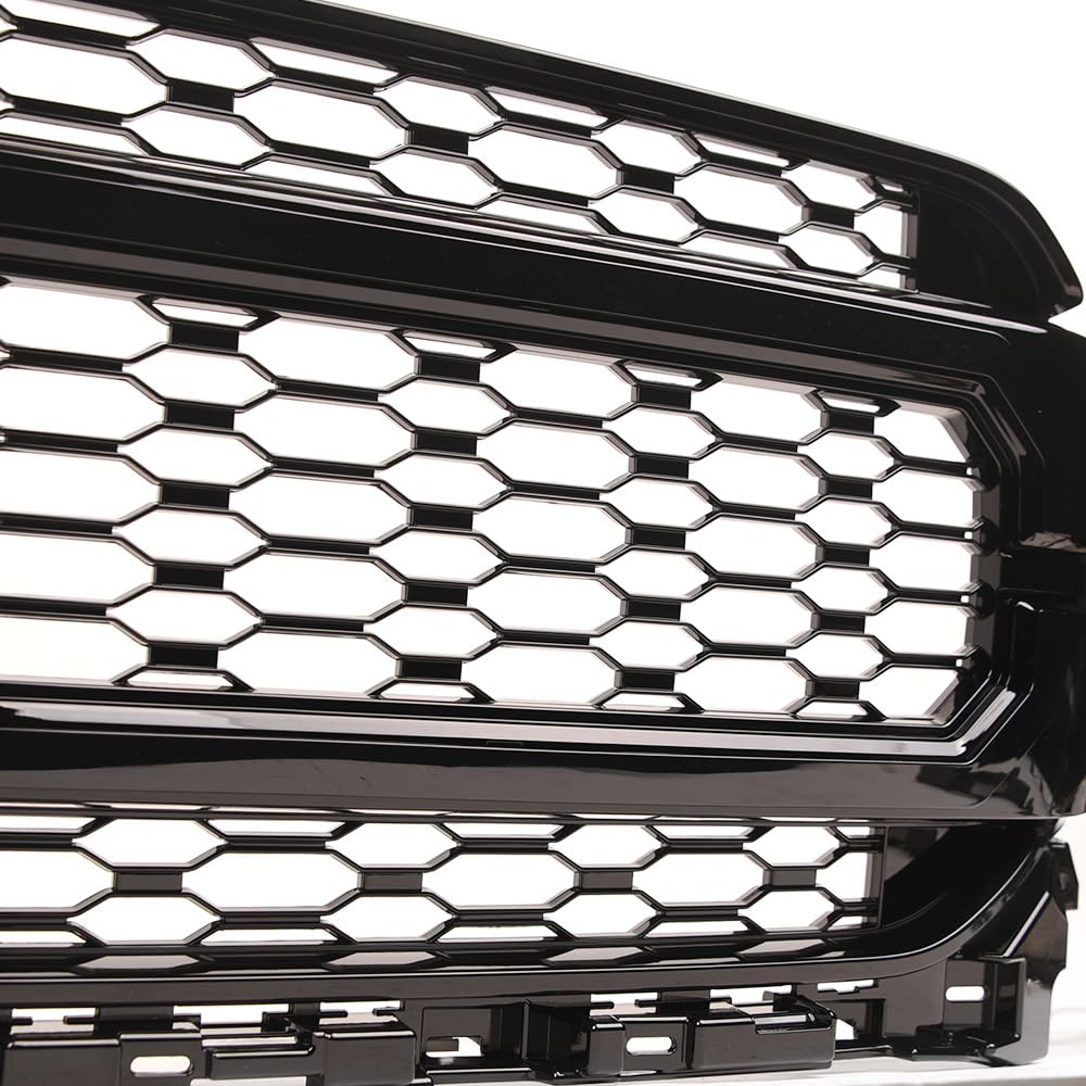 HEX Style Armordillo Honeycomb Mesh Front Grille|Compatible With 2021-2023 Ford F150 F-150|8735022|ABS Plastic|Gloss Black|Front Hood Bumper Grille