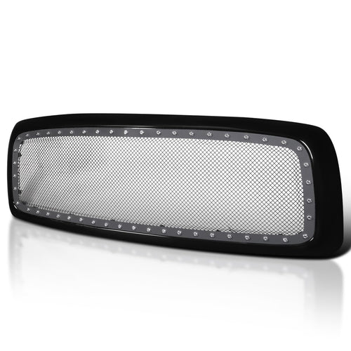Glossy Black SPEC-D TUNING Rivet Bolt Mesh Style Front Hood Grille w/Shell Compatible with 2002-2005 Dodge Ram 1500, 2003-2005 Dodge Ram 2500 3500