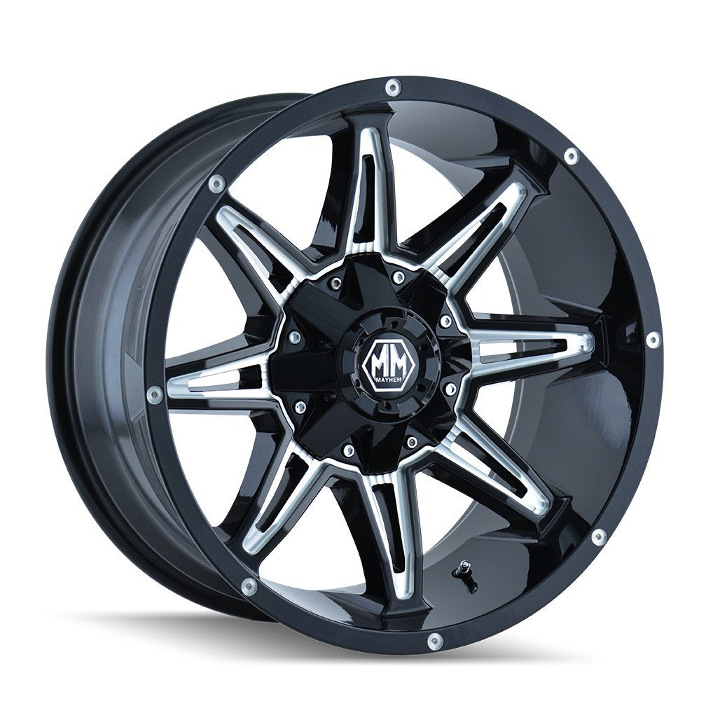 Black/Milled Mayhem Rampage 8090 Spokes Wheel (20 x 9. inches /5 x 127 mm, 0 mm Offset)