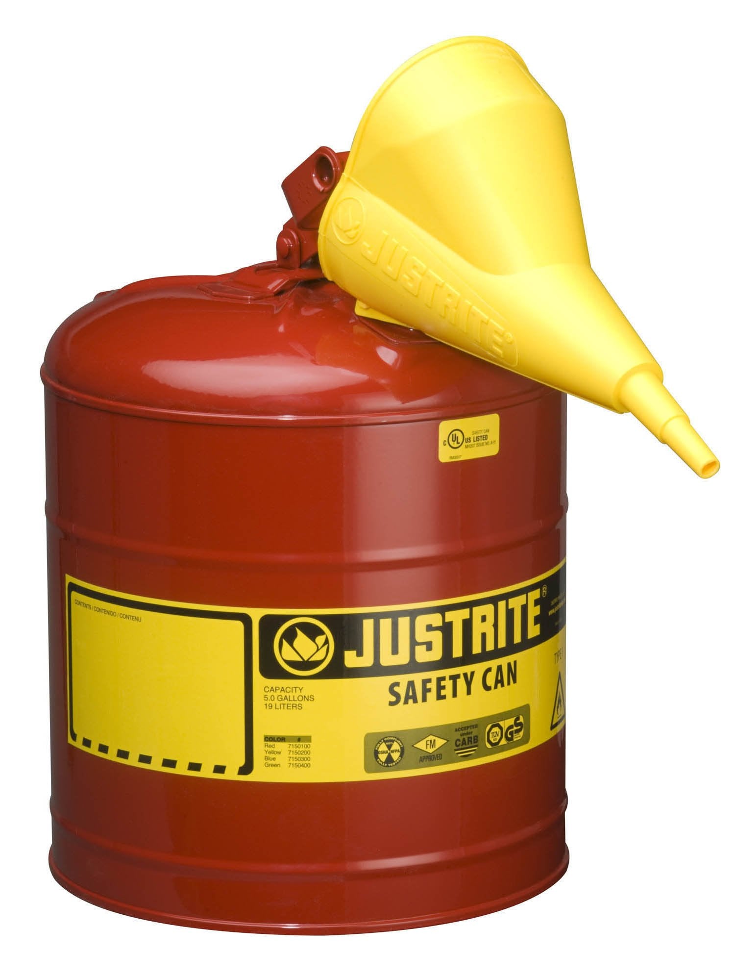 Justrite Polyethylene Funnel for Use with The Type I Metal Safety Can 11202Y