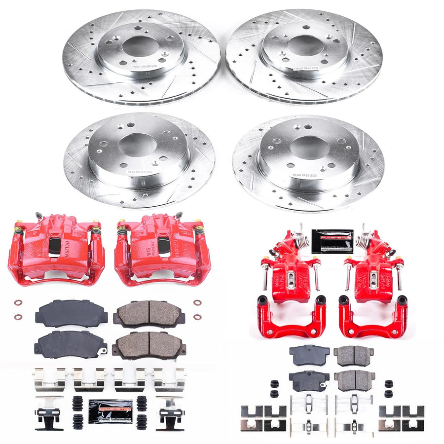 Power Stop Z23 Evolution KC1042A Front and Rear Brake Caliper Kit- Brake Rotors, Brake Pads, Brake Calipers For Honda Accord 1998-2002 [Model Specific]
