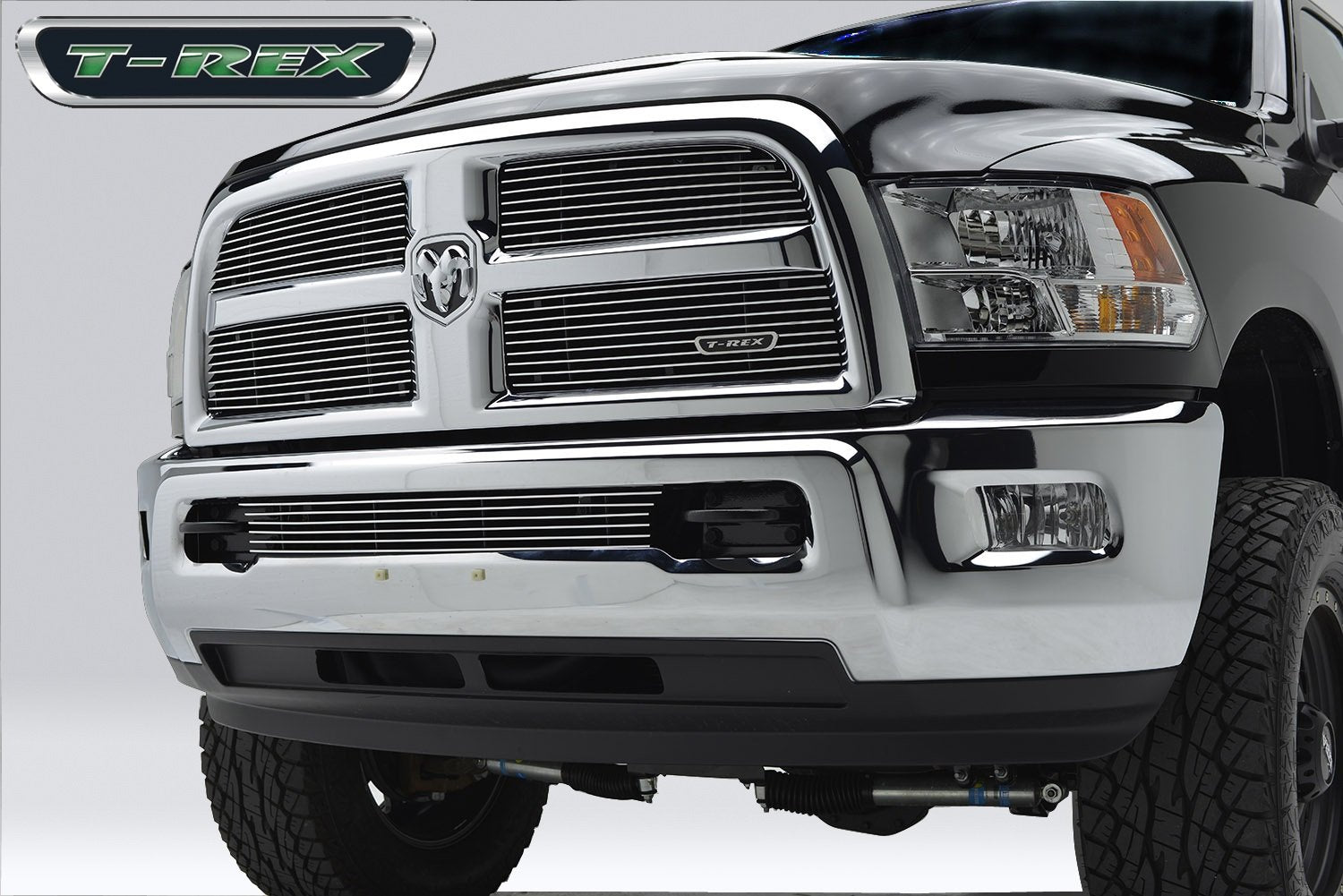 2013-2018 Ram 2500, 3500 T-Rex Grilles Billet Grille, Polished, 4 Pc, Replacement - PN #21452, red
