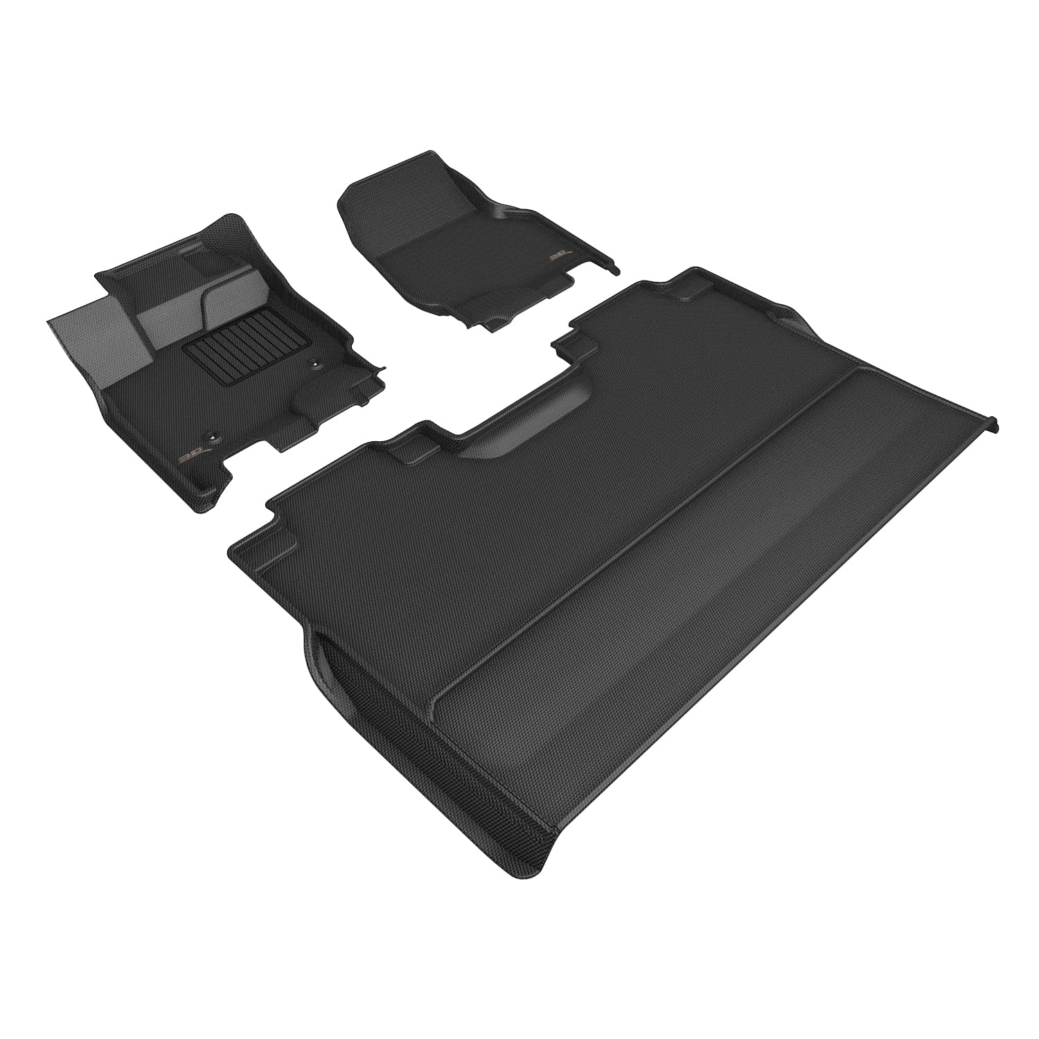 Custom Fit 3D MAXpider Kagu Floor Mat (Black) Compatible with Ford F-250/350 / 450 Crew Cab 2017-2026 (w/Bench Seat, No Underseat Storage) - Full Set