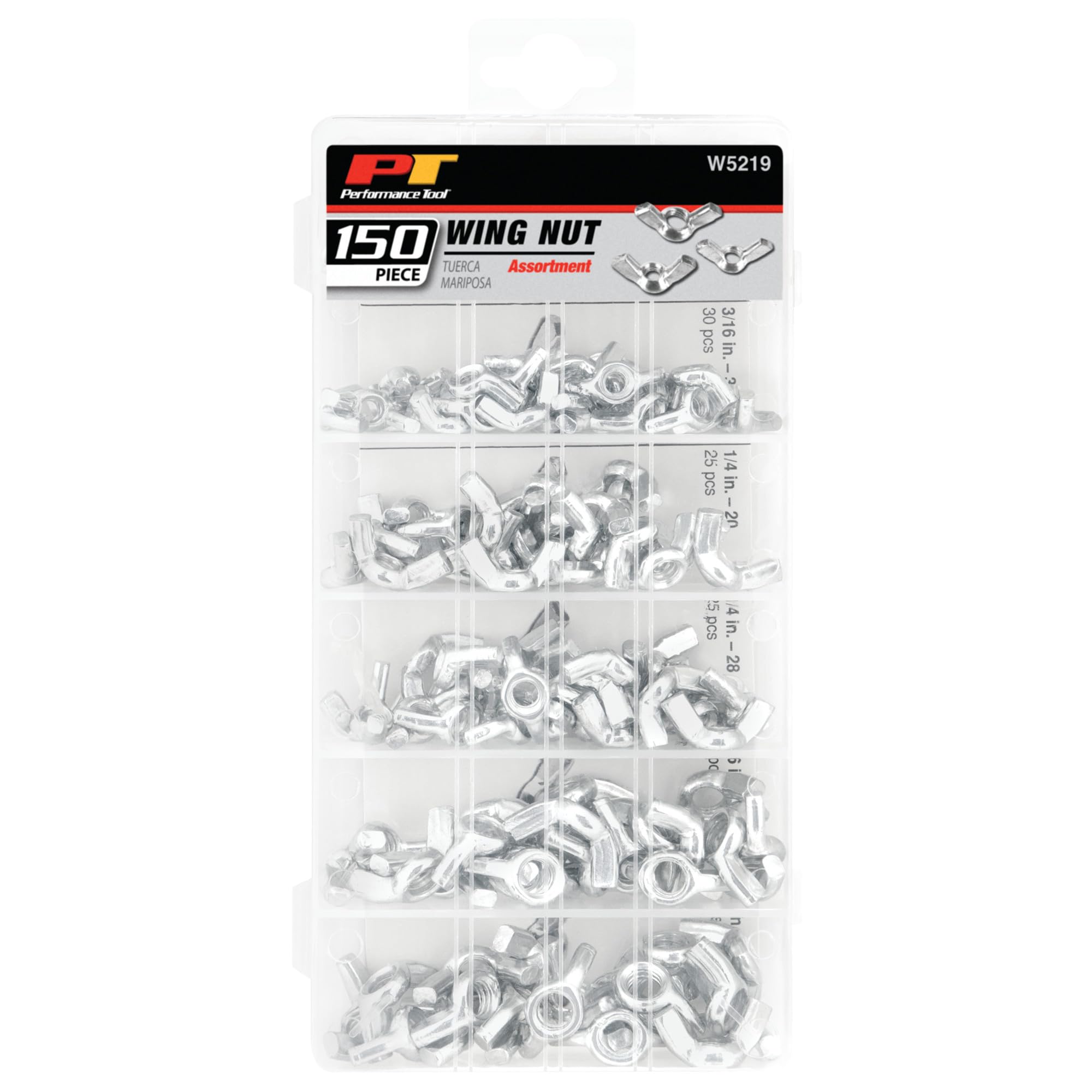 150pc Performance Tool Wing Nut Assortment With Case