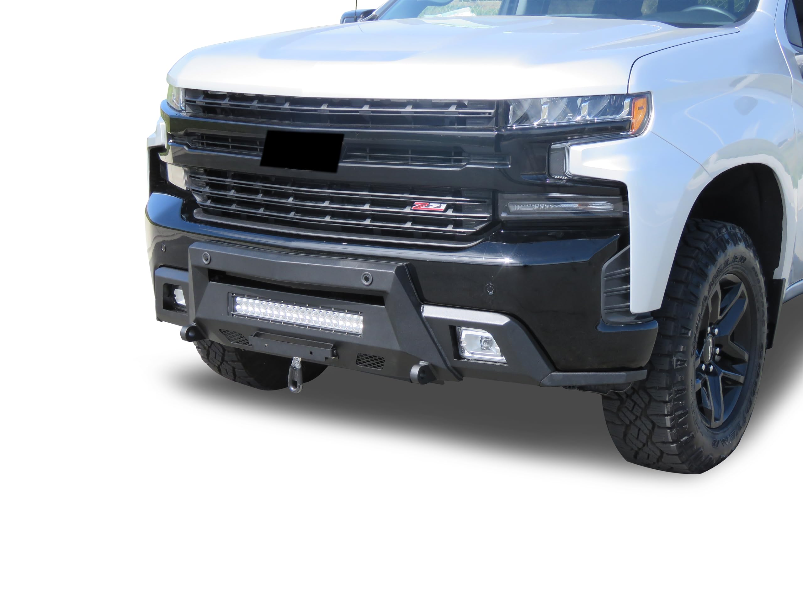 Heavy Duty Black Horse Armour III Front Winch Bumper Kit & Winch Textured Black Compatible with 2019-2021 Chevrolet Silverado 1500|2022-2022 Chevrolet Silverado 1500 LTD-AR3HD05-W12