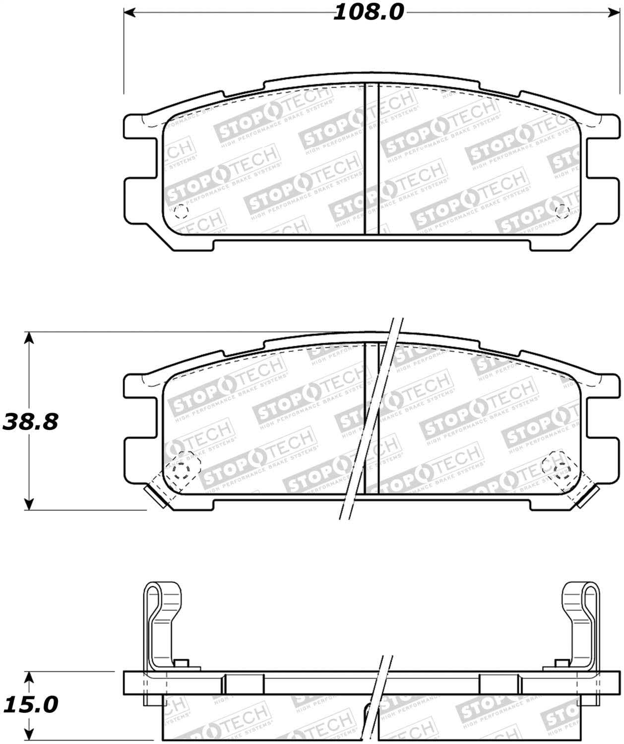Rear StopTech 308.04710 Brake Pads with Shims and Hardware Street